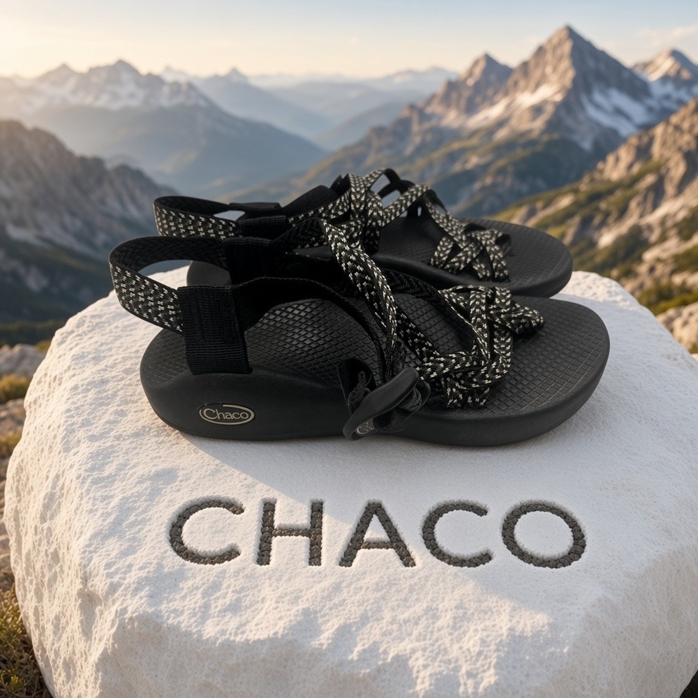 Chaco Z/Cloud 2 Womens Sandals Black White Strappy Toe Loop Hiking Shoes W6